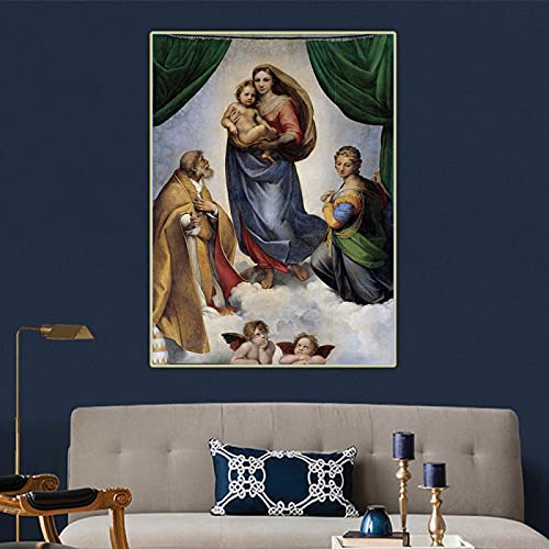 Die Sixtinische Madonna von Raffaello Santi Ölgemälde auf Leinwand, Ästhetik, Bild, Wanddekoration, Heimdekoration, 60 x 90 cm, ohne Rahmen von Dittelle