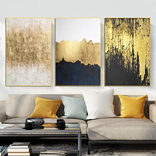 Dittelle HD Luxus Einfache Moderne Abstrakte Schwarz Gold Leinwand Ölgemälde Wandkunst Bilder Poster Wohnzimmer Dekoration 70x100 cm-3 Stück Rahmenlos von Dittelle