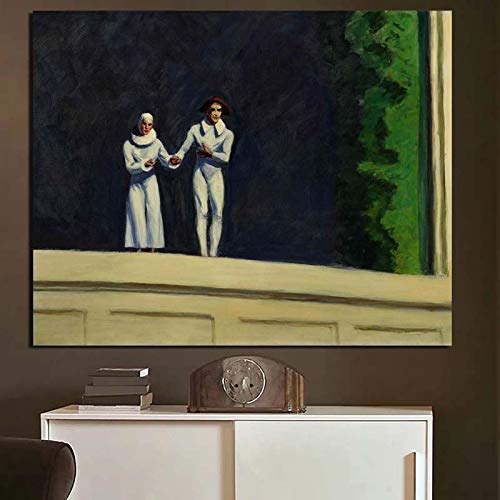 Edward Hopper Zwei Komiker Leinwand Gemälde Drucke Wohnzimmer Wohnkultur Moderne Wandkunst Ölgemälde Poster Bilder 60x80cm Rahmenlos von Dittelle