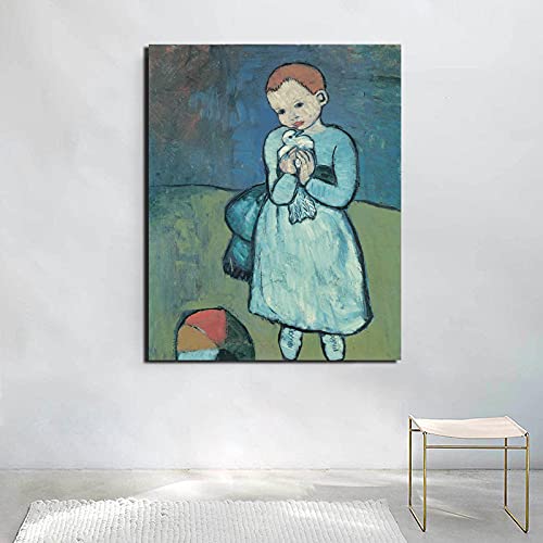 Kind mit einer Taube Pablo Picasso Leinwand Gemälde Drucke Wohnzimmer Dekoration Wandkunst Ölgemälde Poster Bilder 60 x 80 cm rahmenlos von Dittelle