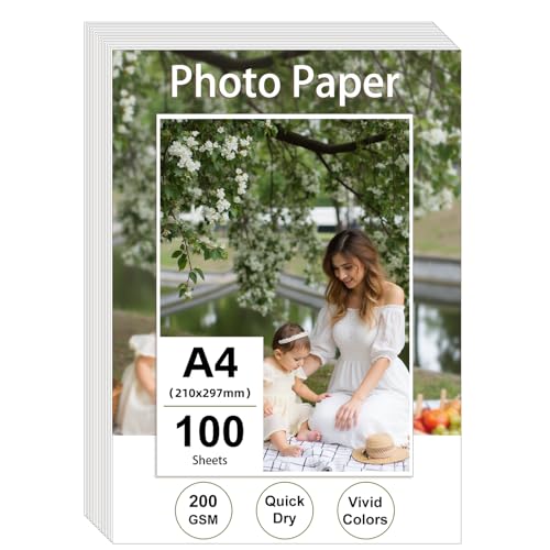 Ditwis 100 Blatt Fotopapier A4 200g/m², Glänzend Druckerpapier (21 x 29,7 cm) für Drucker, Dickes Papier zum Drucken für Fotos, Bildern, Flyern von Ditwis