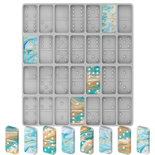 Domino-Harzformen, Domino-Formen für Harzguss, professionelle Dominoformen für Epoxidharz, Domino-Formen-Set, 28 Mulden, graue stabile Silikonformen für Domino-DIY-Anhänger, Kuchen, Schmuckherstellung Domino-Harzformen, Domino-Formen für Harzguss, professionelle Dominoformen für Epoxidharz, Domino-Formen-Set, 28 Mulden, graue stabile Silikonformen für Domino-DIY-Anhänger, Kuchen, Schmuckherstellung von Diueoly