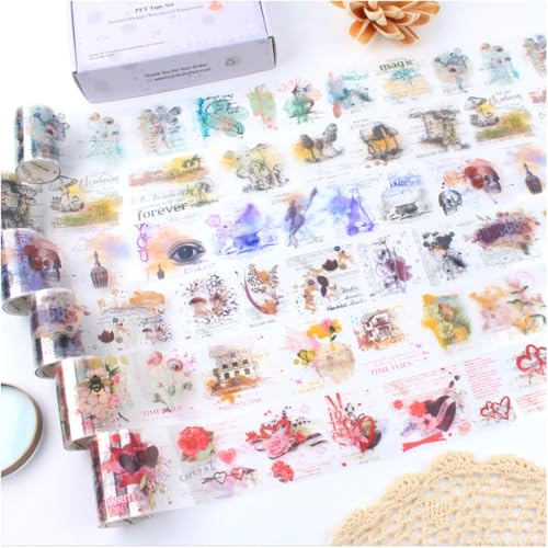 Diuhofart 6 Rollen PET-Klebeband für Tagebücher und Scrapbooking, Vintage-Collage, verschiedene Aquarell-Aufkleber für unerwünschte Tagebücher, Scrapbooking, Boujo Diuhofart 6 Rollen PET-Klebeband für Tagebücher und Scrapbooking, Vintage-Collage, verschiedene Aquarell-Aufkleber für unerwünschte Tagebücher, Scrapbooking, Boujo von Diuhofart