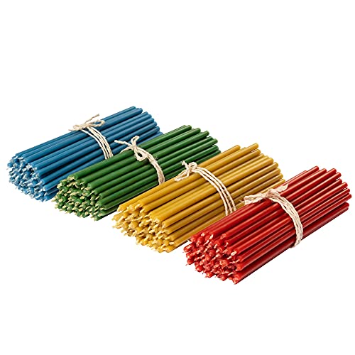 Diveevo Kirchliche Bienenwachskerzen №140-200 Stk. 4 Farben I Gebet Rituale Tischdeko L-16 cm Ø-5,0 mm I 30 Min Brenndauer in Gelb Rot Grün Blau I Nachhaltig, tropf- und rauchfrei Diveevo Kirchliche Bienenwachskerzen №140-200 Stk. 4 Farben I Gebet Rituale Tischdeko L-16 cm Ø-5,0 mm I 30 Min Brenndauer in Gelb Rot Grün Blau I Nachhaltig, tropf- und rauchfrei von Diveevo