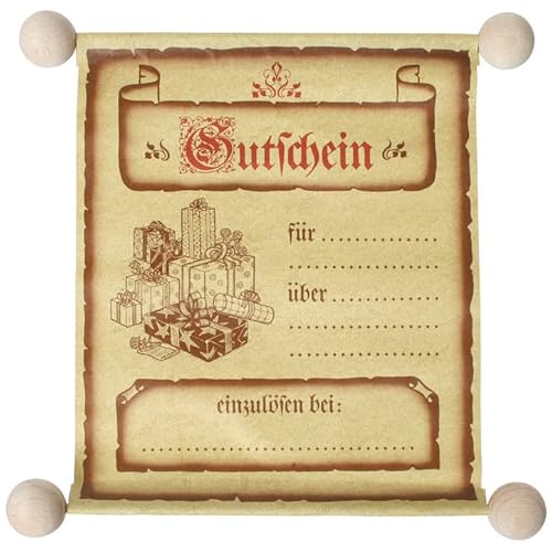 Gutscheinrolle - edel aus Papier, Holzrolle + Satinband von Diverse