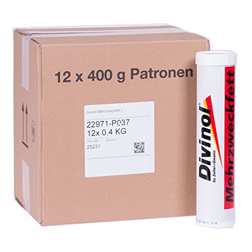 12x Mehrzweckfett à 400 ml Fettkartuschen, Fett, Schmierfett, Kartusche, Lithium, NLGI 2, 22971 12x Mehrzweckfett à 400 ml Fettkartuschen, Fett, Schmierfett, Kartusche, Lithium, NLGI 2, 22971 von Divinol