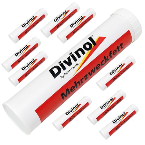 Divinol 1-120 SET - Lithium Mehrzweckfett – Schmierfett NLGI 2 – reibungsverschleißmindernd – für Kfz, Bau, Industrie & Fahrrad – geeignet für Fettpresse (9) von Divinol