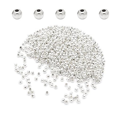 Divono 1500 Stück Silberperlen, Abstandsperlen, DIY-Perlenschmuckzubehör, für die Schmuckherstellung, Halsketten, Ohrringe, Anhänger, 3,2 mm(Silver) von Divono