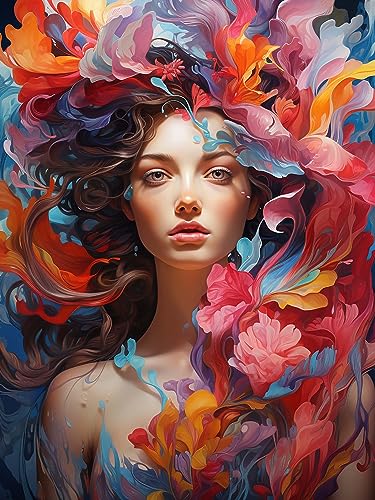 Diymood 5D Diamant Painting Kit Frau - DIY Diamond Painting Blume Bilder Zubehör für Runde Diamond Kreuzstich Stickerei - Dekorative Kunst für Büro und Zuhause - Wandbild 30x40 cm Diymood 5D Diamant Painting Kit Frau - DIY Diamond Painting Blume Bilder Zubehör für Runde Diamond Kreuzstich Stickerei - Dekorative Kunst für Büro und Zuhause - Wandbild 30x40 cm von Diymood