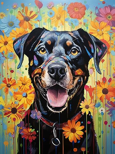 Diymood 5D Diamant Painting Kit Hunde - DIY Diamond Painting Tier Bilder Zubehör für Runde Diamond Kreuzstich Stickerei - Dekorative Kunst für Büro und Zuhause - Wandbild 30x40 cm von Diymood