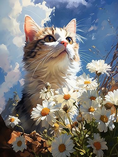 Diymood 5D Diamant Painting Kit Katze - DIY Diamond Painting Gänseblümchen Bilder Zubehör für Runde Diamond Kreuzstich Stickerei - Dekorative Kunst für Büro und Zuhause - Wandbild 30x40 cm Diymood 5D Diamant Painting Kit Katze - DIY Diamond Painting Gänseblümchen Bilder Zubehör für Runde Diamond Kreuzstich Stickerei - Dekorative Kunst für Büro und Zuhause - Wandbild 30x40 cm von Diymood