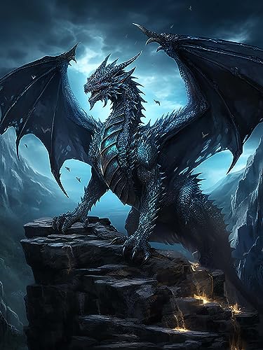 Diymood DIY Diamond Painting Drache Kit – 5D Diamant Bilder Landschaft für Erwachsene | Kunstvolle Strass Stickerei Sets für Home Dekoration | 30X40 cm Wanddekoration von Diymood