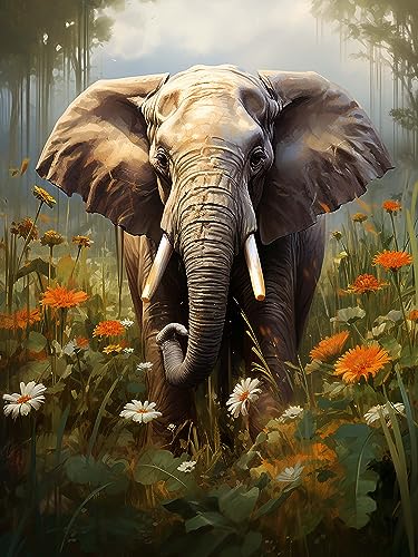 Diymood DIY Diamond Painting Elefant Kit – 5D Diamant Bilder Tiere für Erwachsene | Kunstvolle Strass Stickerei Sets für Home Dekoration | 30X40 cm Wanddekoration von Diymood