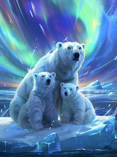 Showker 5D Diamant Painting Kit Eisbär - DIY Tier Diamond Painting Bilder Zubehör für Runde Diamond Kreuzstich Stickerei - Dekorative Kunst für Büro und Zuhause - Wandbild 30x40 cm von Diymood