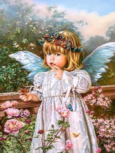 Showker 5D Diamant Painting Kit Engel - DIY Blume Diamond Painting Bilder Zubehör für Runde Diamond Kreuzstich Stickerei - Dekorative Kunst für Büro und Zuhause - Wandbild 30x40 cm von Diymood