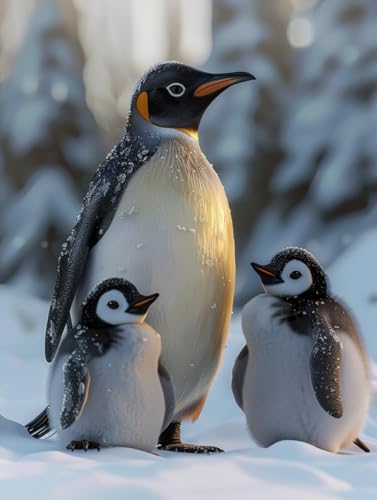 Showker 5D Diamant Painting Kit Pinguine - DIY Diamond Painting Bilder Zubehör für Runde Diamond Kreuzstich Stickerei - Dekorative Kunst für Büro und Zuhause - Wandbild 30x40 cm A03754 von Diymood