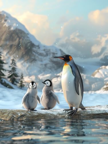 Showker 5D Diamant Painting Kit Pinguine - DIY Diamond Painting Bilder Zubehör für Runde Diamond Kreuzstich Stickerei - Dekorative Kunst für Büro und Zuhause - Wandbild 30x40 cm A03767 von Diymood