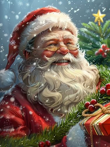 Showker 5D Diamant Painting Kit Weihnachten - DIY Weihnachtsmann Diamond Painting Bilder Zubehör für Runde Diamond Kreuzstich Stickerei - Dekorative Kunst für Büro und Zuhause - Wandbild 30x40 cm von Diymood