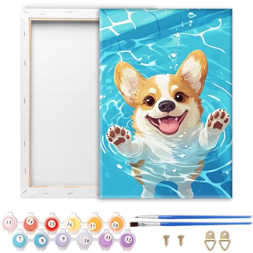 Showker Malen Nach Zahlen Erwachsene mit Rahmen Hund für DIY Handgemaltes Ölgemälde Set für Anfänger, Mit 2 Pinseln und Acrylfarbe, Entspannende Heimdekoration Kreativität 20 x 30 cm Showker Malen Nach Zahlen Erwachsene mit Rahmen Hund für DIY Handgemaltes Ölgemälde Set für Anfänger, Mit 2 Pinseln und Acrylfarbe, Entspannende Heimdekoration Kreativität 20 x 30 cm von Diymood