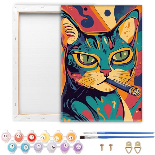 Showker Malen Nach Zahlen Erwachsene mit Rahmen Katze für DIY Handgemaltes Ölgemälde Set für Anfänger, Mit 2 Pinseln und Acrylfarbe, Entspannende Heimdekoration Kreativität 20 x 30 cm Showker Malen Nach Zahlen Erwachsene mit Rahmen Katze für DIY Handgemaltes Ölgemälde Set für Anfänger, Mit 2 Pinseln und Acrylfarbe, Entspannende Heimdekoration Kreativität 20 x 30 cm von Diymood