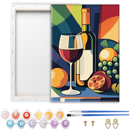Showker Malen Nach Zahlen Erwachsene mit Rahmen Rotwein für DIY Handgemaltes Ölgemälde Set für Anfänger, Mit 2 Pinseln und Acrylfarbe, Entspannende Heimdekoration Kreativität 20 x 30 cm Showker Malen Nach Zahlen Erwachsene mit Rahmen Rotwein für DIY Handgemaltes Ölgemälde Set für Anfänger, Mit 2 Pinseln und Acrylfarbe, Entspannende Heimdekoration Kreativität 20 x 30 cm von Diymood