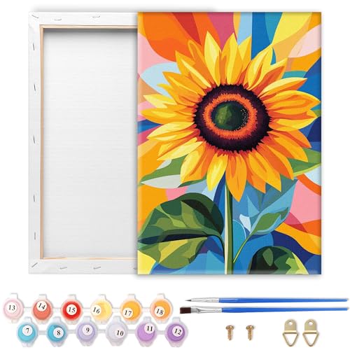 Showker Malen Nach Zahlen Erwachsene mit Rahmen Sonnenblume für DIY Handgemaltes Ölgemälde Set für Anfänger, Mit 2 Pinseln und Acrylfarbe, Entspannende Heimdekoration Kreativität 20 x 30 cm Showker Malen Nach Zahlen Erwachsene mit Rahmen Sonnenblume für DIY Handgemaltes Ölgemälde Set für Anfänger, Mit 2 Pinseln und Acrylfarbe, Entspannende Heimdekoration Kreativität 20 x 30 cm von Diymood