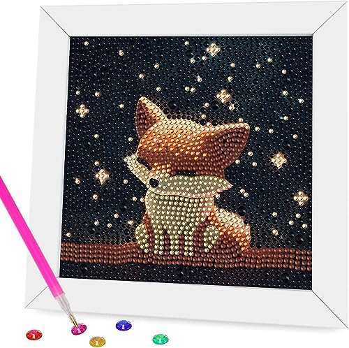 5D DIY Diamond Painting Kinder Mit Holzrahmen,Fuchs Diamond Painting Set Full Mosaikherstellung für Kinder Mädchen,Diamant Painting Bilder Arts Craft für Home Wand Decor18x18 cm von Diyooisx