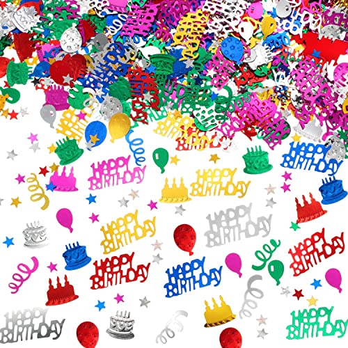 30 g Buntes Happy Birthday Konfetti, Konfetti-Pailletten mit Mehreren Mustern, Perfekt für DIY-Kartengeschenke, Geburtstagsfeiern, Partydekorationen, Tischgeschenke von Diyxisk
