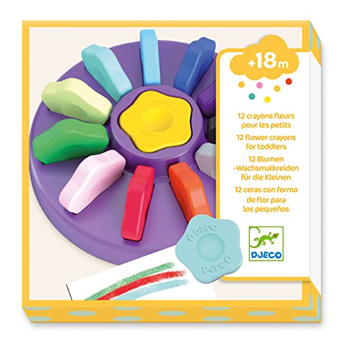 DJECO Farben für Kinder 12 in Blumenform (39005), mehrfarbig, 1 Stück von Djeco