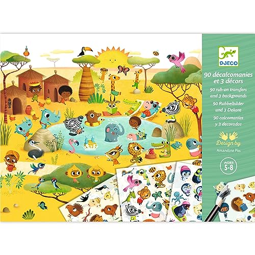 Djeco/Abziehbilder: DD09560 Savanne, Wüste, Nordpol, Bunt von Djeco