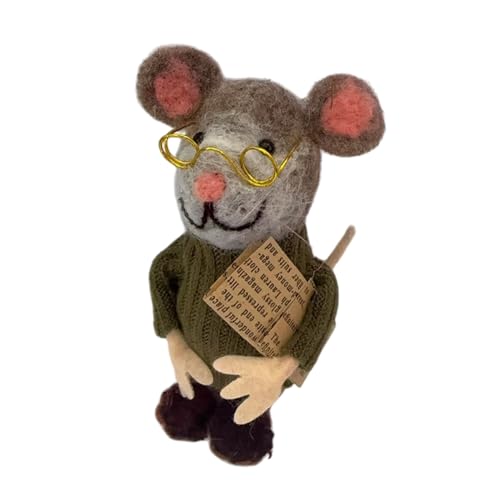 Djowyh Filz Ornament Mäuse | Niedliche Nadelfilzmaus | Wollfilz Mäuse | Handgefertigte Nadelfilzmäuse | Handgemachte Nadelfilz-Mäuse-Dekorationen Für Halloween, Weihnachtsdekoration von Djowyh