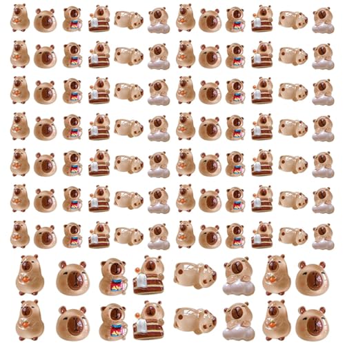 Djowyh Miniaturpuppen, winzige Tierfiguren - 100 -fache Figuren, um kleine Capybara -Puppen zu verbergen | zu verbergen Capybara -Dekorationen Charme kreative Nagel Art Accessoires für von Djowyh