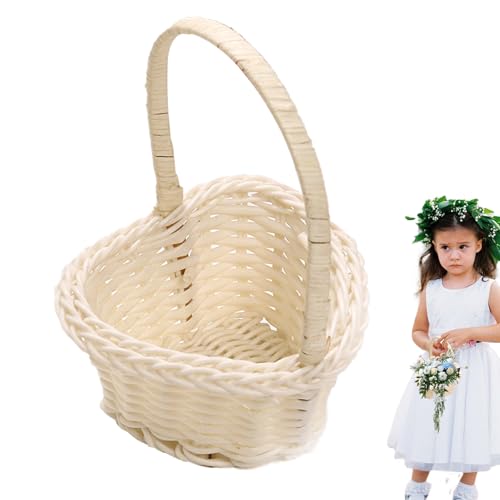 Webkörbe Hochzeits Blumenkorb Körbe Für Blumenmädchen, Geflochtener Blumenkorb Streukörbchen Hochzeit Rattankor Partydekoration Für Hochzeitsfeiern 1/2 Stück von Djowyh
