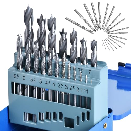 Holzbohrer Set 1-10mm [anhaltend Scharf & Präzise] 19tlg HSS-G Bohrerset - Bohrer Set Holz - Bohrersatz für saubere Bohrlöcher 0,5mm Schritte von DkevEu