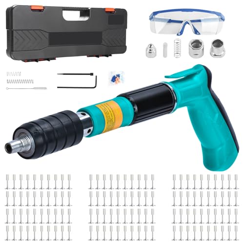 Nagelpistole mit 110 Runden Nägeln, Beton Nagelpistole Nägel, Nail Gun Tool, Manuelle Nagelpistole für Stahl & Beton, Schalldämpfer Bolzenschussgerät 5 Gänge Nagelschussgerät Betonnagler Nagler von DkevEu