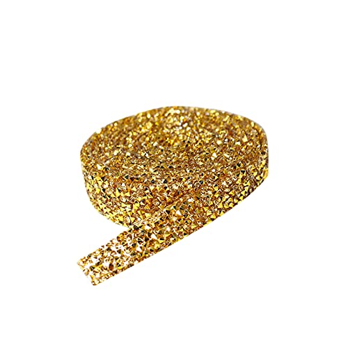 Selbstklebende Kristall Strass Diamant Band 1 Yard Strassband DIY Dekoration Aufkleber für Kunsthandwerk Event Auto Handy Dekoration 10mm Breite (Gold) von Dkings