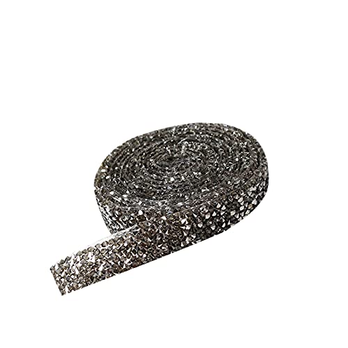 Selbstklebende Kristall Strass Diamant Band 1 Yard Strassband DIY Dekoration Aufkleber für Kunsthandwerk Event Auto Handy Dekoration 10mm Breite (Grau) von Dkings