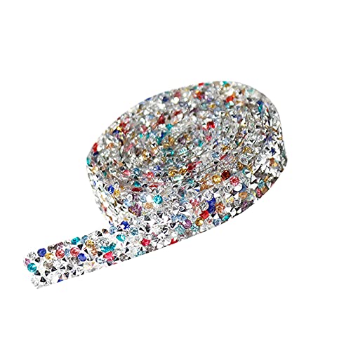 Selbstklebende Kristall Strass Diamant Band 1 Yard Strassband DIY Dekoration Aufkleber für Kunsthandwerk Event Auto Handy Dekoration 10mm Breite (Mehrfarbig) von Dkings