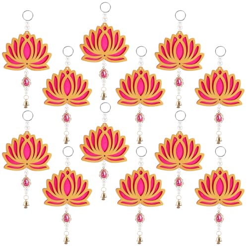 12 Stück Lotus Hangings Girlanden Diwali Floral Wandbehang Indian Pooja Zimmer Holz Dekoration Back Dropper Schaustück für Diwali Tempel Home Wall Decor 12 Stück Lotus Hangings Girlanden Diwali Floral Wandbehang Indian Pooja Zimmer Holz Dekoration Back Dropper Schaustück für Diwali Tempel Home Wall Decor von Dlerom