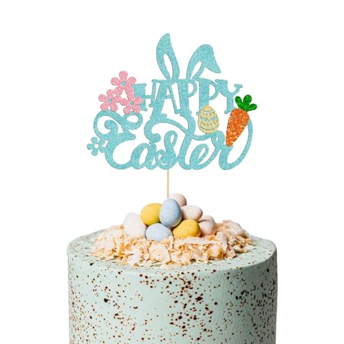 1 x Happy Easter Tortenaufsatz, glitzernde Hasenohren, Kuchendekoration, Happy Easter Hase, Cupcake-Topper, Oster-Kuchendekorationen, Happy Easter Birthday, Mottoparty-Zubehör 1 x Happy Easter Tortenaufsatz, glitzernde Hasenohren, Kuchendekoration, Happy Easter Hase, Cupcake-Topper, Oster-Kuchendekorationen, Happy Easter Birthday, Mottoparty-Zubehör von Dlicsy