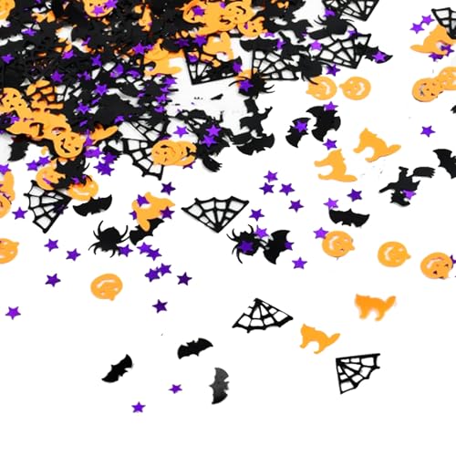 30 g Halloween-Konfetti, Glitzer-Pailletten, Halloween-Tischdekoration, Streusel, Sterne, Katzen, Spinnen, Fledermäuse, Kürbisse, Hexennetze, Konfettis, Schwarz-Orange, Party-Konfetti für 30 g Halloween-Konfetti, Glitzer-Pailletten, Halloween-Tischdekoration, Streusel, Sterne, Katzen, Spinnen, Fledermäuse, Kürbisse, Hexennetze, Konfettis, Schwarz-Orange, Party-Konfetti für von Dlicsy