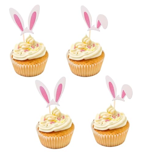Cupcake-Topper mit Hasenohren, niedliche Hasenohren, Kuchendekoration, Glitzer-Osterhasen, Happy Birthday, Cupcake-Picks, Hasenaufsätze, Oster-Thema-Party-Dekoration, Happy Easter Kuchendekoration, 24 Cupcake-Topper mit Hasenohren, niedliche Hasenohren, Kuchendekoration, Glitzer-Osterhasen, Happy Birthday, Cupcake-Picks, Hasenaufsätze, Oster-Thema-Party-Dekoration, Happy Easter Kuchendekoration, 24 von Dlicsy