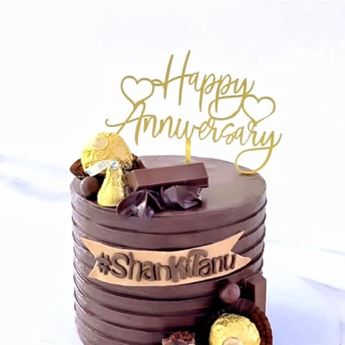 Tortenaufsatz "Happy Anniversary", goldfarben, metallisch, "Happy Anniversary", Tortenaufsatz, Kuchendekoration, Hochzeitstag, Cupcake-Topper, Party-Kuchendekoration, Kuchendekoration Tortenaufsatz "Happy Anniversary", goldfarben, metallisch, "Happy Anniversary", Tortenaufsatz, Kuchendekoration, Hochzeitstag, Cupcake-Topper, Party-Kuchendekoration, Kuchendekoration von Dlicsy