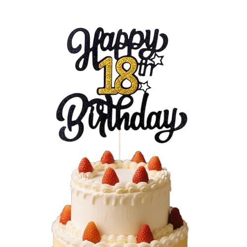 Tortenaufsatz "Happy Birthday", glitzernd, mit Sternen, 18. Geburtstag, Jahrestag, Party, Cupcake-Topper, Kuchendekoration Tortenaufsatz "Happy Birthday", glitzernd, mit Sternen, 18. Geburtstag, Jahrestag, Party, Cupcake-Topper, Kuchendekoration von Dlicsy