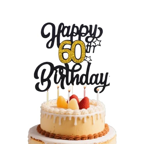 Tortenaufsatz "Happy Birthday", glitzernd, mit Sternen, zum 60. Geburtstag, Geburtstag, Jahrestag, Party, Cupcake-Topper, Kuchendekoration Tortenaufsatz "Happy Birthday", glitzernd, mit Sternen, zum 60. Geburtstag, Geburtstag, Jahrestag, Party, Cupcake-Topper, Kuchendekoration von Dlicsy