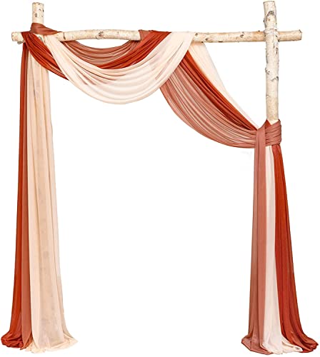 Dloapesy Drapierstoff für Hochzeit, Party, Empfang, 3 Paneele, 76,2 cm x 60 m, Chiffon-Stoff, Vorhang, Hochzeitszeremonie, Empfang, Girlande, Dekorationen (3, Pfirsich, Korallenpfirsich + Terrakotta) Dloapesy Drapierstoff für Hochzeit, Party, Empfang, 3 Paneele, 76,2 cm x 60 m, Chiffon-Stoff, Vorhang, Hochzeitszeremonie, Empfang, Girlande, Dekorationen (3, Pfirsich, Korallenpfirsich + Terrakotta) von Dloapesy