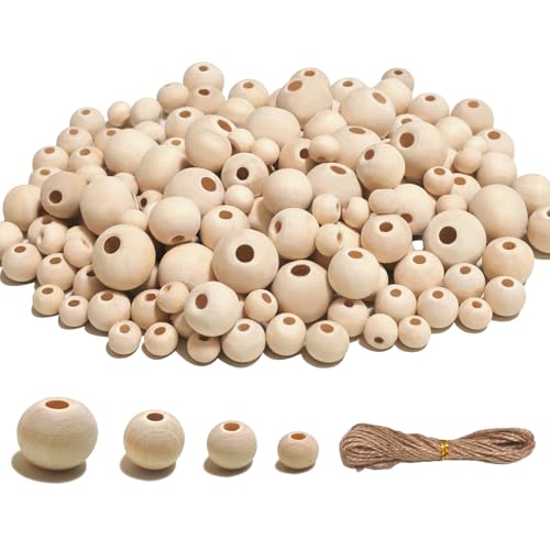 DLUSZERT 1100 Stück Holzperlen zum Auffädeln, 6mm 8mm 10mm 12mm Holzkugeln mit Loch, Natur Holzperlen zum Basteln, Runde Holz Perlen für Schmuck DIY Armband Handwerk Weihnachtsperlen DLUSZERT 1100 Stück Holzperlen zum Auffädeln, 6mm 8mm 10mm 12mm Holzkugeln mit Loch, Natur Holzperlen zum Basteln, Runde Holz Perlen für Schmuck DIY Armband Handwerk Weihnachtsperlen von Dluszert