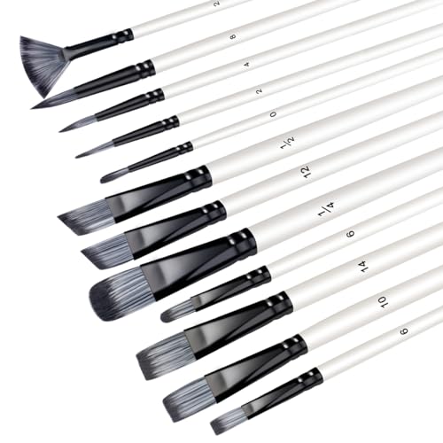 DLUSZERT 12 Stück Acryl Pinsel Set, Künstlerpinselset für Acrylfarben Aquarell Ölgemälde, Nylon Pinselset Malen für Acryl Aquarell Ölfarben, Acrylpinsel Set, Paint Brushes für Anfänger Künstler DLUSZERT 12 Stück Acryl Pinsel Set, Künstlerpinselset für Acrylfarben Aquarell Ölgemälde, Nylon Pinselset Malen für Acryl Aquarell Ölfarben, Acrylpinsel Set, Paint Brushes für Anfänger Künstler von Dluszert