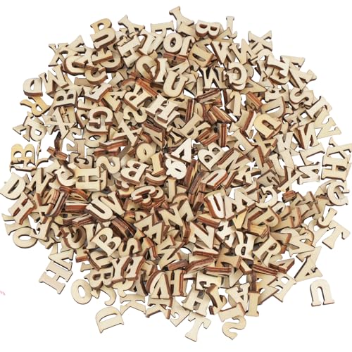 DLUSZERT 400 Stück Kleine Holzbuchstaben, 15MM Buchstaben aus Holz zum Basteln und Bemalen, Unbearbeitete Holz Buchstaben Deko, Kleinbuchstaben (A-Z) für DIY Kunsthandwerk Hochzeit Festival Party von Dluszert