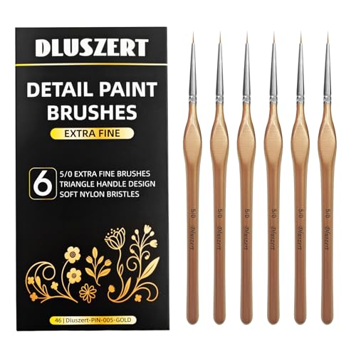 DLUSZERT 6 Stück Feine Detail Pinsel Set 5/0, Miniatur Pinsel mit Feine Spitze, Malpinsel Set für Acryl Aquarell Modellbau, Art Pinselset für Wasserfarben Malen nach Zahlen Öl Nageldesign DLUSZERT 6 Stück Feine Detail Pinsel Set 5/0, Miniatur Pinsel mit Feine Spitze, Malpinsel Set für Acryl Aquarell Modellbau, Art Pinselset für Wasserfarben Malen nach Zahlen Öl Nageldesign von Dluszert